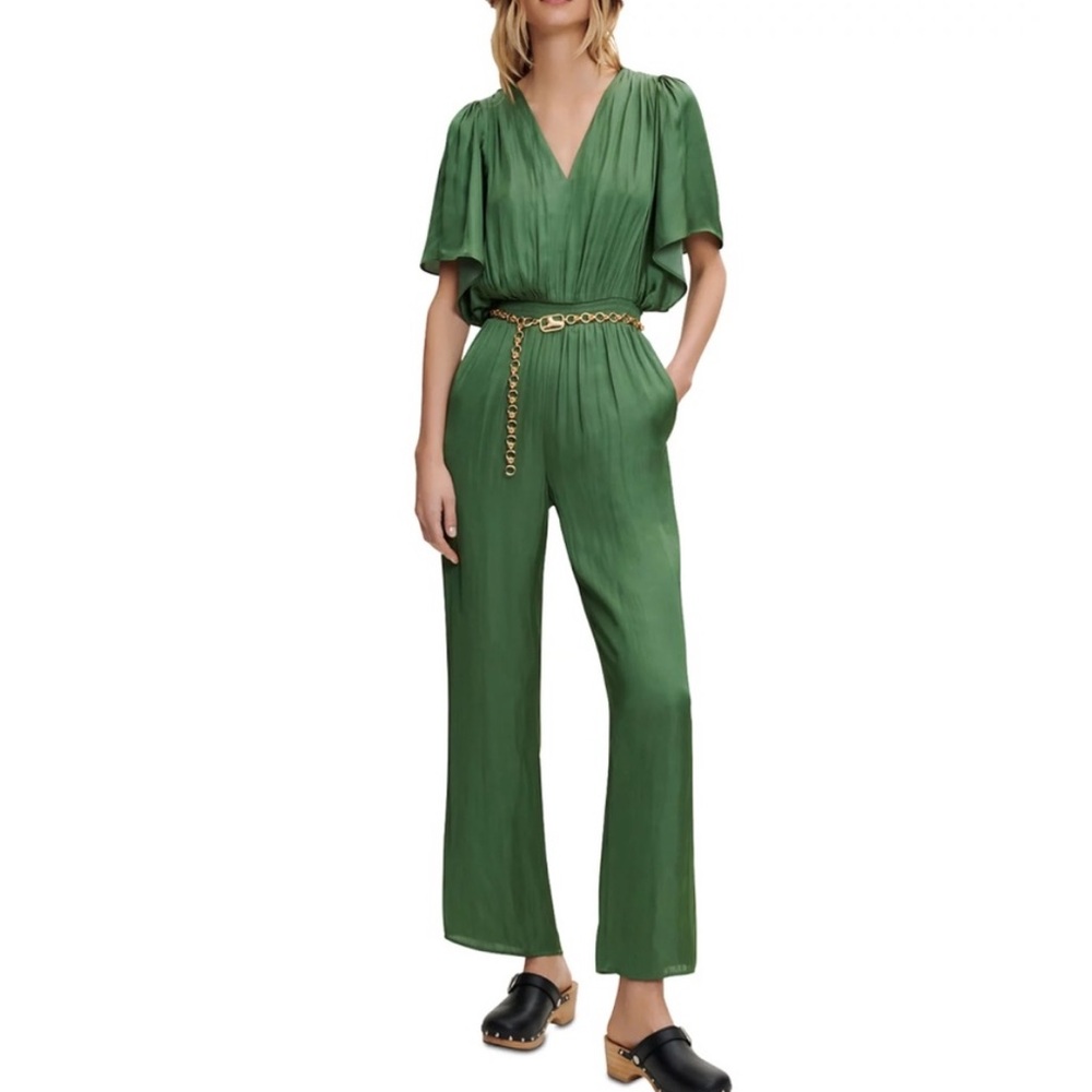 MAJE Pachel Flutter Sleeve Jumpsuit Green Size XL